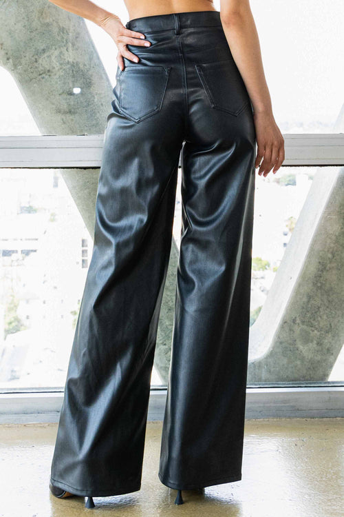 Vegan Leather wide leg pants