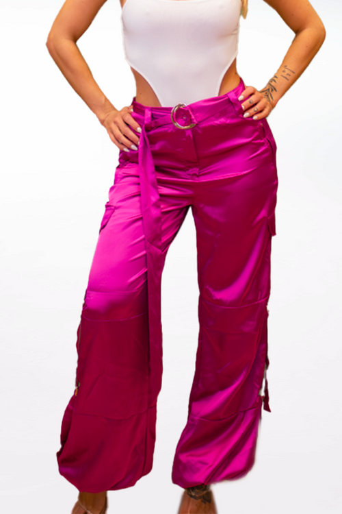 Anabella Satin Cargo Pants