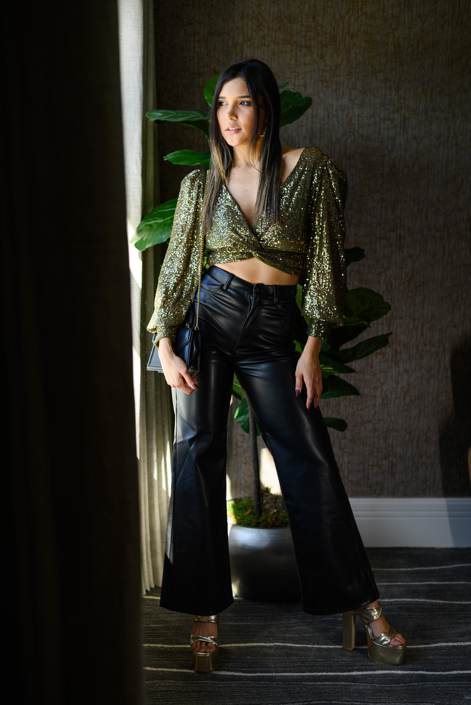 カワグチジン着用 NKNIT vegan leather wide pants Straight-leg vegan-leather pants :: LICHI - Online fashion store