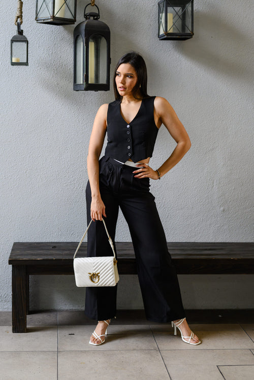 Luby Wovem Pants With Contrast